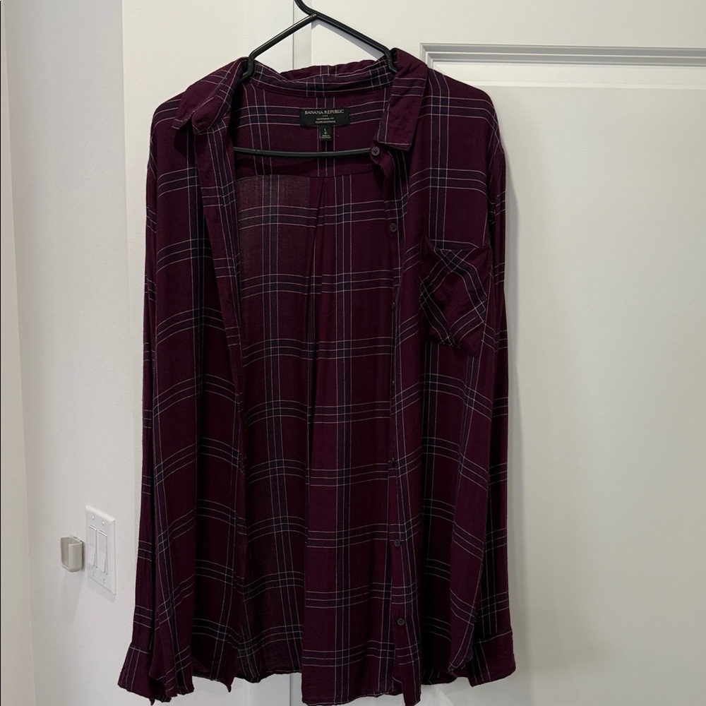 Banana Republic Deep Purple Plaid Button-Down Shirt